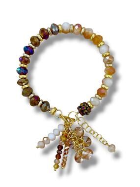 Gold Swarovski Beaded Charm Bracelet
